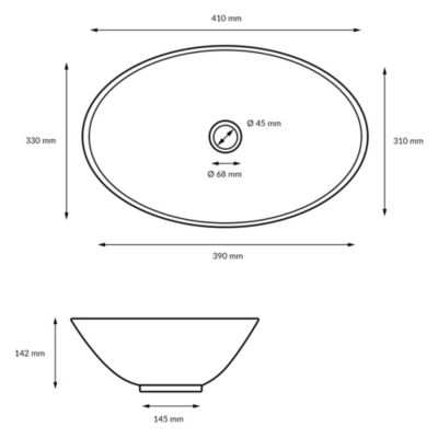 Lavabo ovale en ceramique vasque a poser lave-mains salle de bain 410x330x142mm