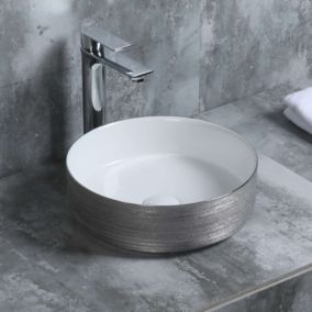 Lavabo à poser CILIN céramique 36x12x36 cm argent