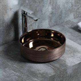 Lavabo à poser CILIN céramique 36x12x36 cm cuivre
