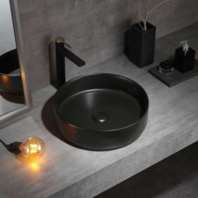 Lavabo à poser CILIN céramique 36x12x36 cm noir