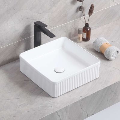 Lavabo à poser CORINTO IBI céramique 37,5x13x37,5 cm blanc