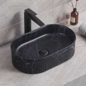 Lavabo à poser CORINTO OVALO céramique 49,5x13x31 cm noir marquina
