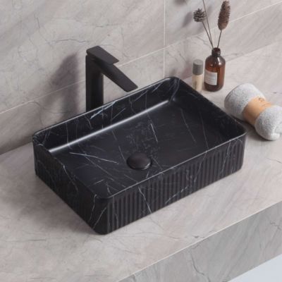 Lavabo à poser CORINTO RT5034 céramique 50x13x34 cm noir marquina