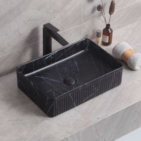 Lavabo à poser CORINTO RT5034 céramique 50x13x34 cm noir marquina