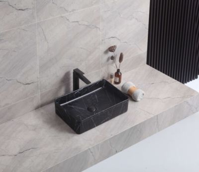 Lavabo à poser CORINTO RT5034 céramique 50x13x34 cm noir marquina