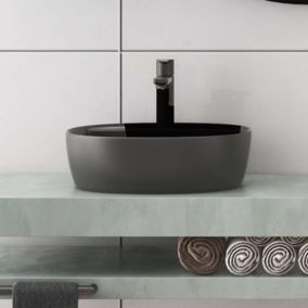 Lavabo à poser OC40 céramique 40,5x12x40,5 cm noir