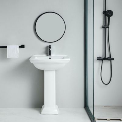 Lavabo retro sur colonne MADRY 60 cm en ceramique