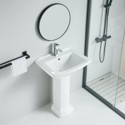 Lavabo retro sur colonne MADRY 60 cm en ceramique