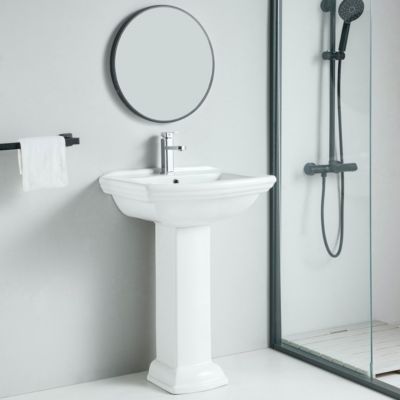 Lavabo retro sur colonne MADRY 60 cm en ceramique