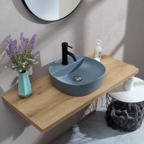 Lavabo Rond En Céramique Bleu-Gris Kiamami Valentina