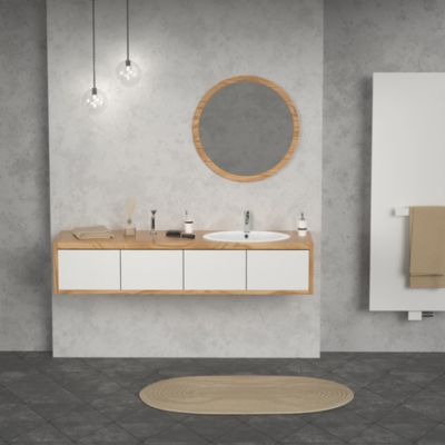 Lavabo salle de bain encastrable ovale évier en céramique blanc 570x195x485 mm