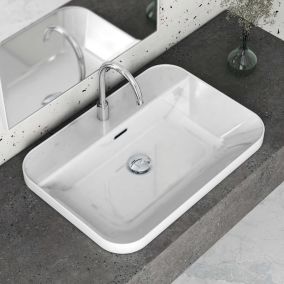 Lavabo semi-encastré PISA SE céramique 60x16x42 cm blanc