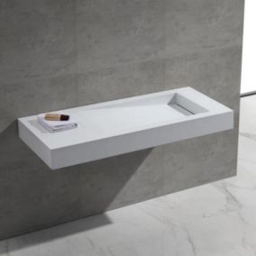 Lavabo suspendu - Solid surface Blanc Mat - 120x50 cm - Feel
