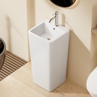 Lavabo Totem Colonne Blanc Carré Hauteur 83