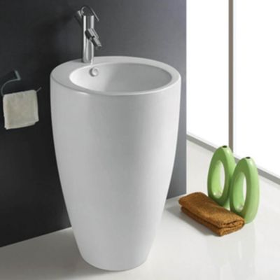 Lavabo Totem Rond - Céramique Blanc - 50x85 cm - Ove