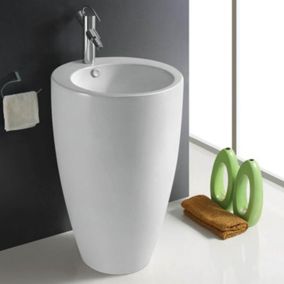 Lavabo Totem Rond - Céramique Blanc - 50x85 cm - Ove