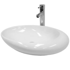 Lavabo vasque a poser en ceramique blanche Evier ovale salle de bain 585x375 mm