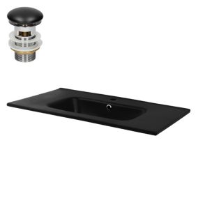 Lavabo vasque encastré salle de bain avec bonde de vidange noir