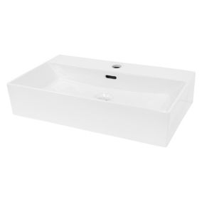 Lavabo vasque salle de bain céramique suspendu/à poser rectangulaire 605x365 mm