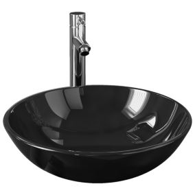 Lavabo vasque salle de bain diamètre verre transparent Helloshop26