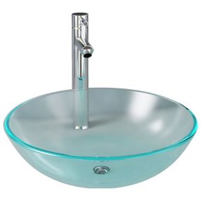Lavabo vasque salle de bain diamètre verre transparent Helloshop26