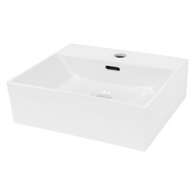 Lavabo vasque salle de bain en céramique suspendu / à poser angulaire 415x360mm