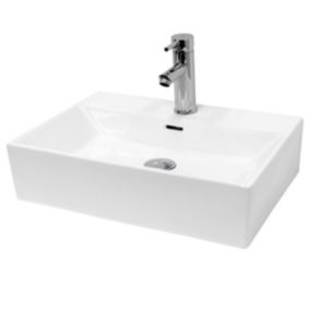 Lavabo vasque salle de bain en ceramique suspendu / a poser angulaire 415x360mm