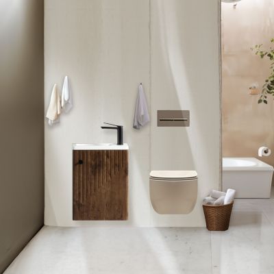 Lave main 40 cm chêne brun vieilli Aqualegno