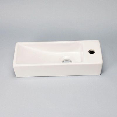 Lave main Rectangle Droite Céramique Blanc - 38x15 cm - Minimalist