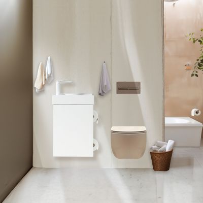 Lave-main salle de bain Aquaba 40 cm finition blanc laqué
