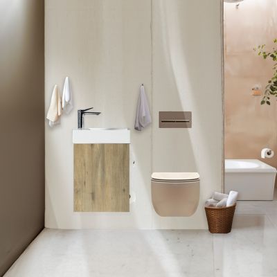 Lave-main salle de bain Aquaba 40 cm finition chêne brun