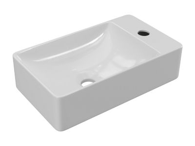 Lave-main suspendu en céramique blanche - L38 x H10 x P22 cm - ERAVAL II