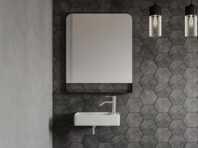 Lave-main suspendu en céramique blanche - L38 x H10 x P22 cm - ERAVAL II