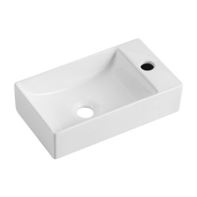 Lave mains à suspendre en céramique blanc, l.40 x H.10 x P.23 cm, Homesight Savy