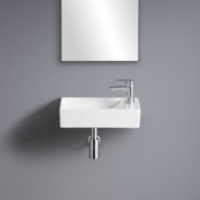 Lave mains à suspendre en céramique blanc, l.40 x H.10 x P.23 cm, Homesight Savy