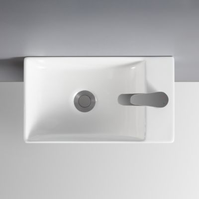 Lave mains à suspendre en céramique blanc, l.40 x H.10 x P.23 cm, Homesight Savy
