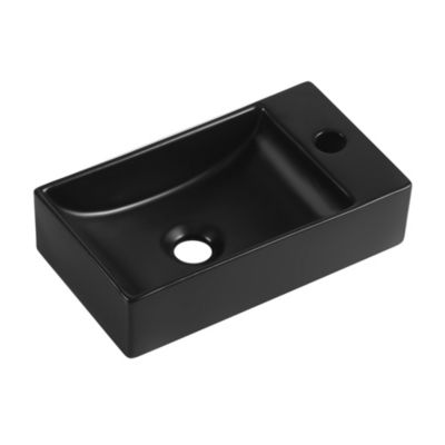 Lave mains à suspendre en céramique noir, l.40 x H.10 x P.23 cm, Homesight Savy