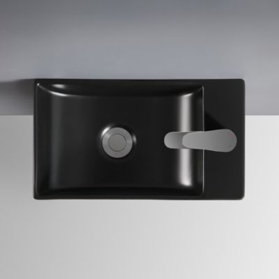 Lave mains à suspendre en céramique noir, l.40 x H.10 x P.23 cm, Homesight Savy