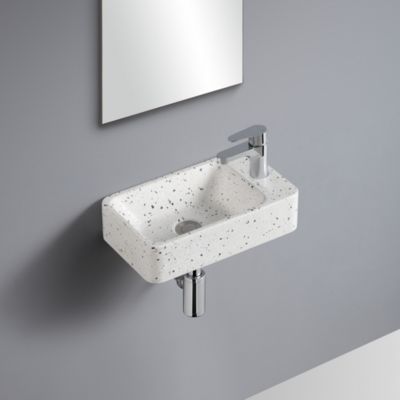 Lave mains à suspendre en céramique terrazzo, l.40 x H.10 x P.23 cm, Homesight Savy