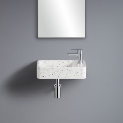 Lave mains à suspendre en céramique terrazzo, l.40 x H.10 x P.23 cm, Homesight Savy
