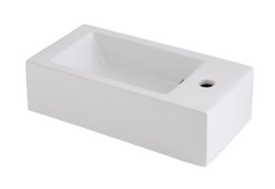 Lave mains céramique blanc, l.50 x H.14,5 x P.25 cm, GoodHome Rioni