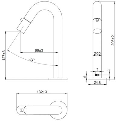 Lave-mains cuivre brossé eau froide Essebagno Indus