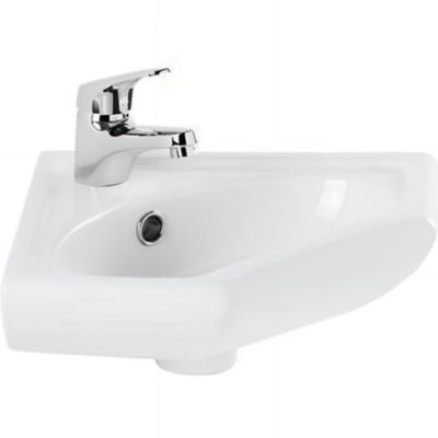 Lave mains d'angle mural céramique traditionnelle SANINDUSA 36x36 Sado blanc (robinet non inclus)