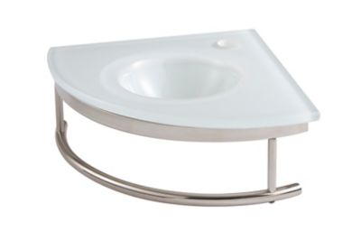 Étagère D'Angle En Verre Trempé Blanc - Support Murale Salle De Bain, Cuisine, Bureau 150mm