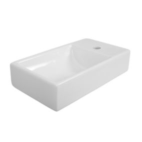 Lave mains en céramique, rectangulaire VITA blanc (Gauche) l.45 x P.100 x L26 cm LPP