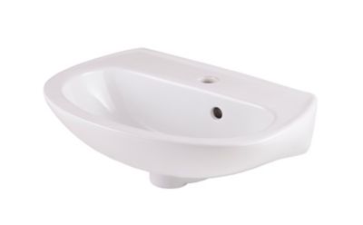 Lave mains en céramique blanc, l.45 x H.17 x P.34 cm, GoodHome Zuari