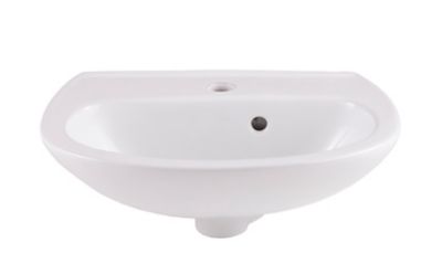 Lave mains en céramique blanc, l.45 x H.17 x P.34 cm, GoodHome Zuari