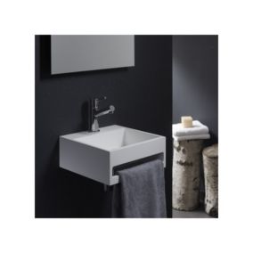 Lave-mains en solid surface Pesaro avec porte-serviettes