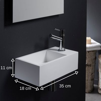 Lave-mains gain de place en solid surface Sacramento 35x18 cm