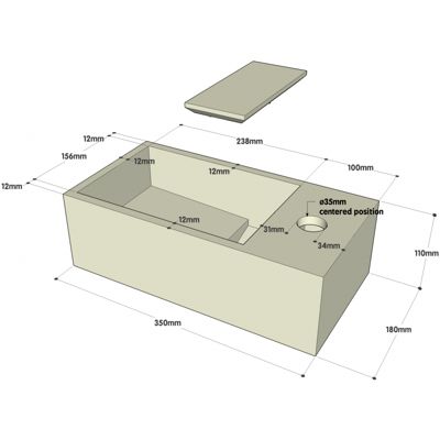 Lave-mains gain de place en solid surface Sacramento 35x18 cm
